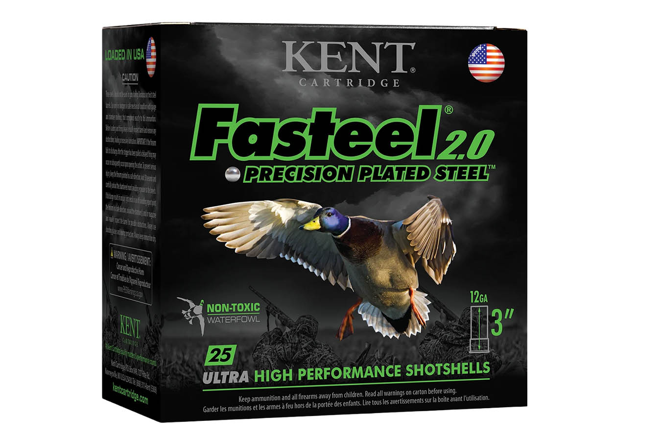 KENT CARTRIDGE 12-Gauge 3 Inch 1 1/4oz 2 Shot Fasteel 2.0 25/Box